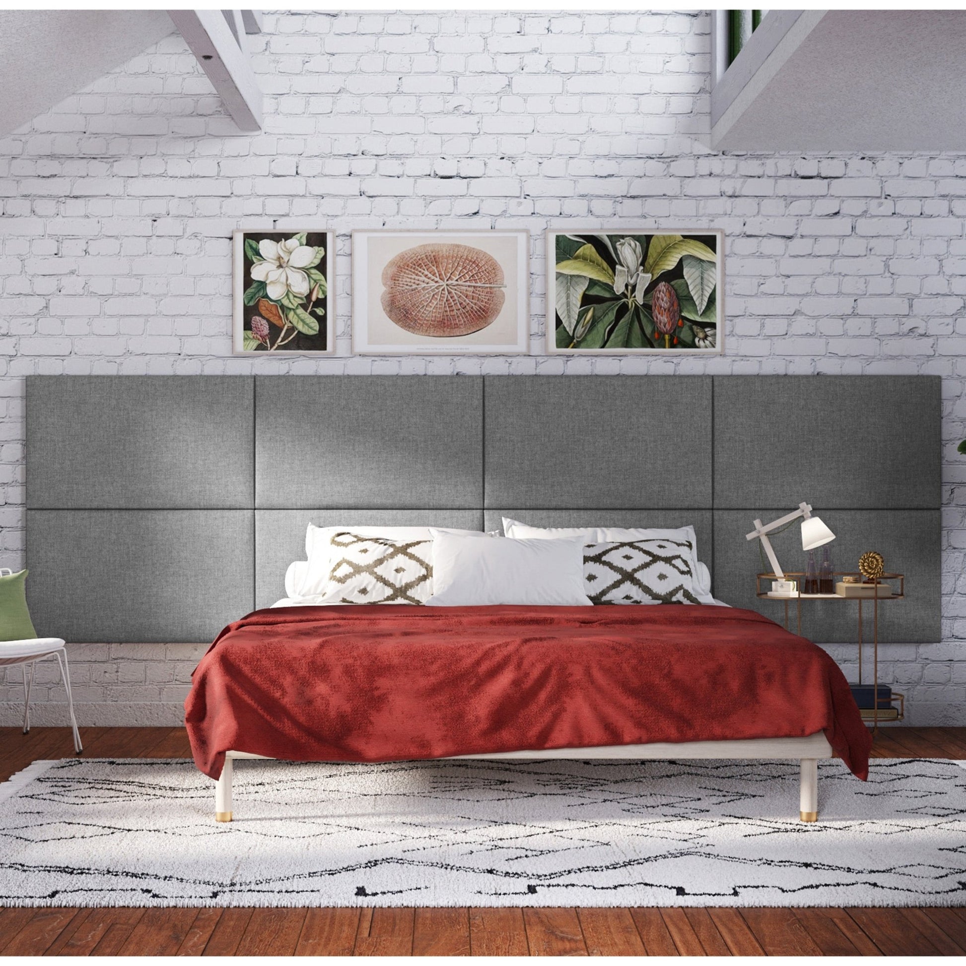 Jaxx Panelist Modern Padded Headboard - Set of 2 Wall Mounted Panels (Each 22.5"H x 38"W) - King Double Tall (19519) - SchoolOutlet