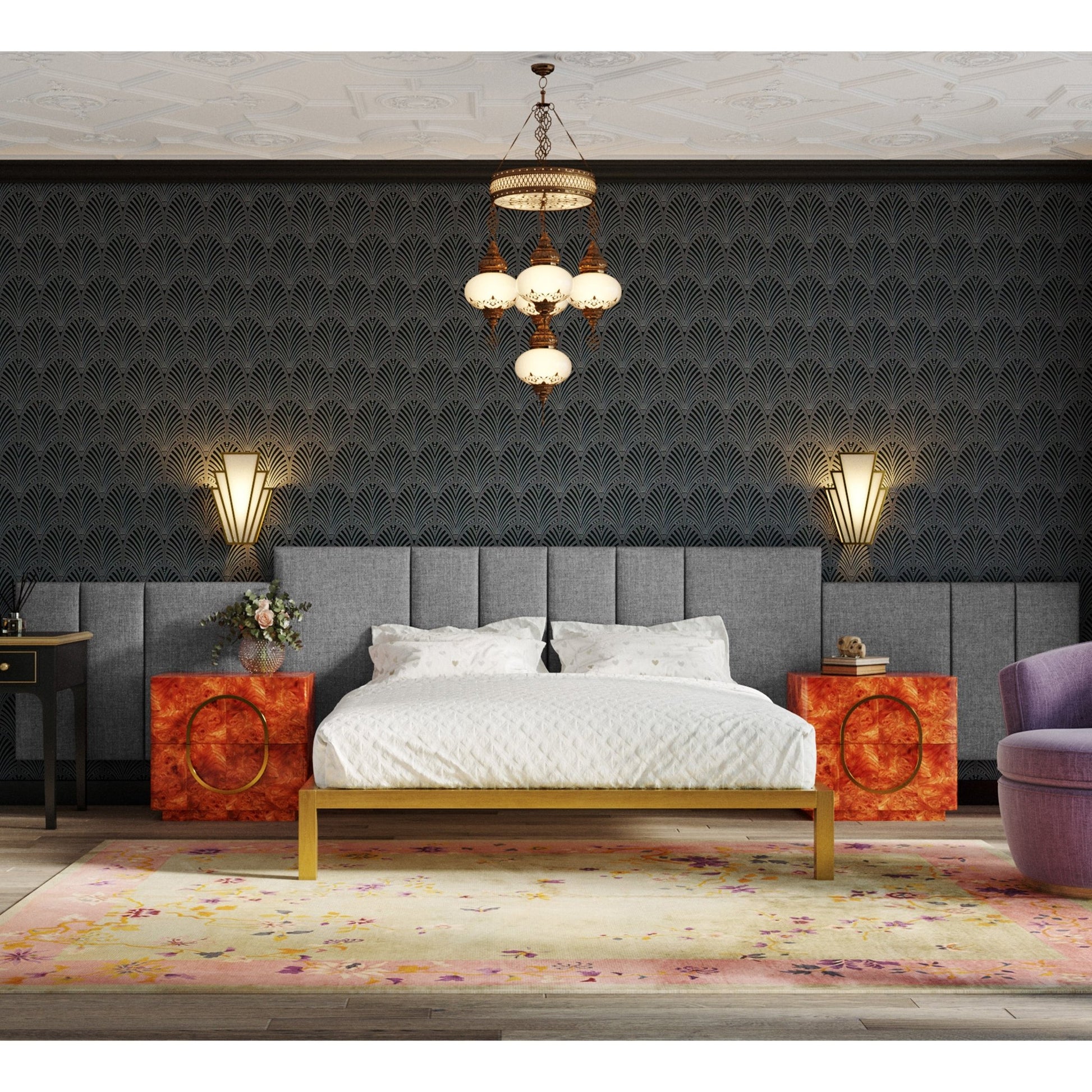 Jaxx Panelist Modern Padded Headboard - Set of 2 Wall Mounted Panels (Each 22.5"H x 38"W) - King Double Tall (19519) - SchoolOutlet