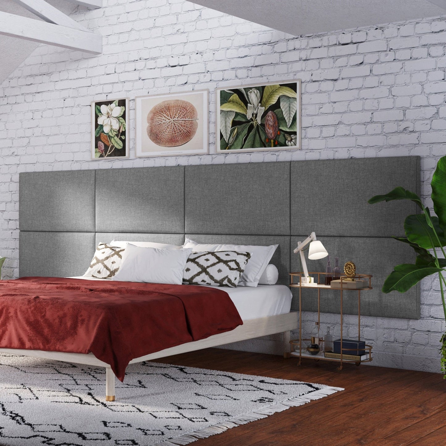 Jaxx Panelist Modern Padded Headboard - Set of 2 Wall Mounted Panels (Each 22.5"H x 38"W) - King Double Tall (19519) - SchoolOutlet