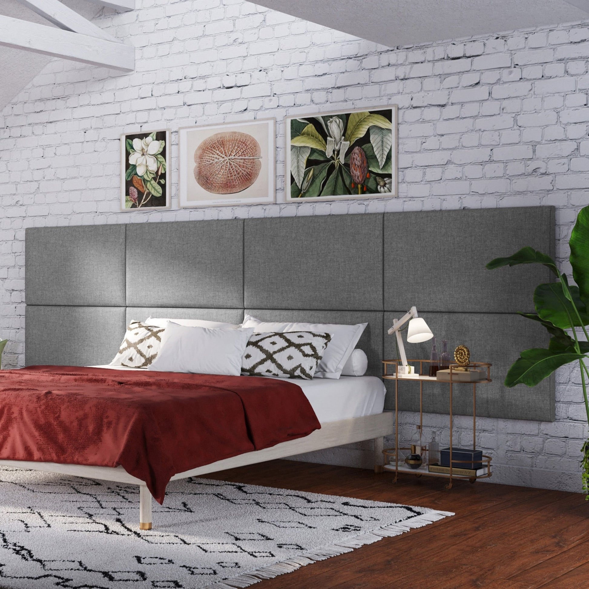 Jaxx Panelist Modern Padded Headboard - Set of 2 Wall Mounted Panels (Each 22.5"H x 38"W) - King Double Tall (19519) - SchoolOutlet