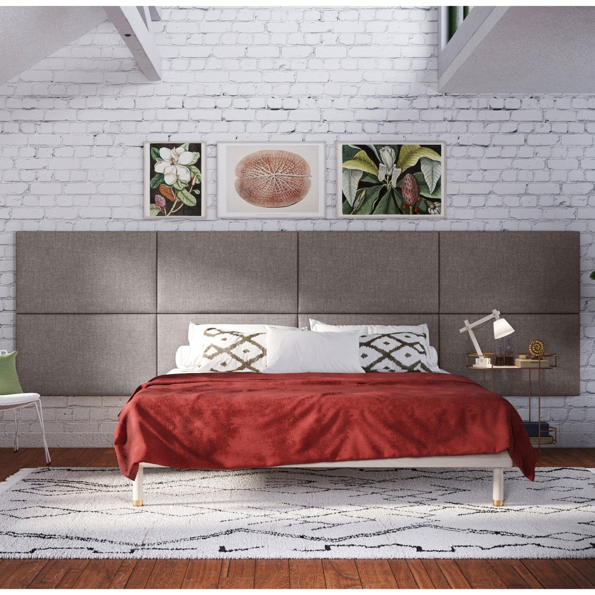 Jaxx Panelist Modern Padded Headboard - Set of 2 Wall Mounted Panels (Each 22.5"H x 38"W) - King Double Tall (19519) - SchoolOutlet