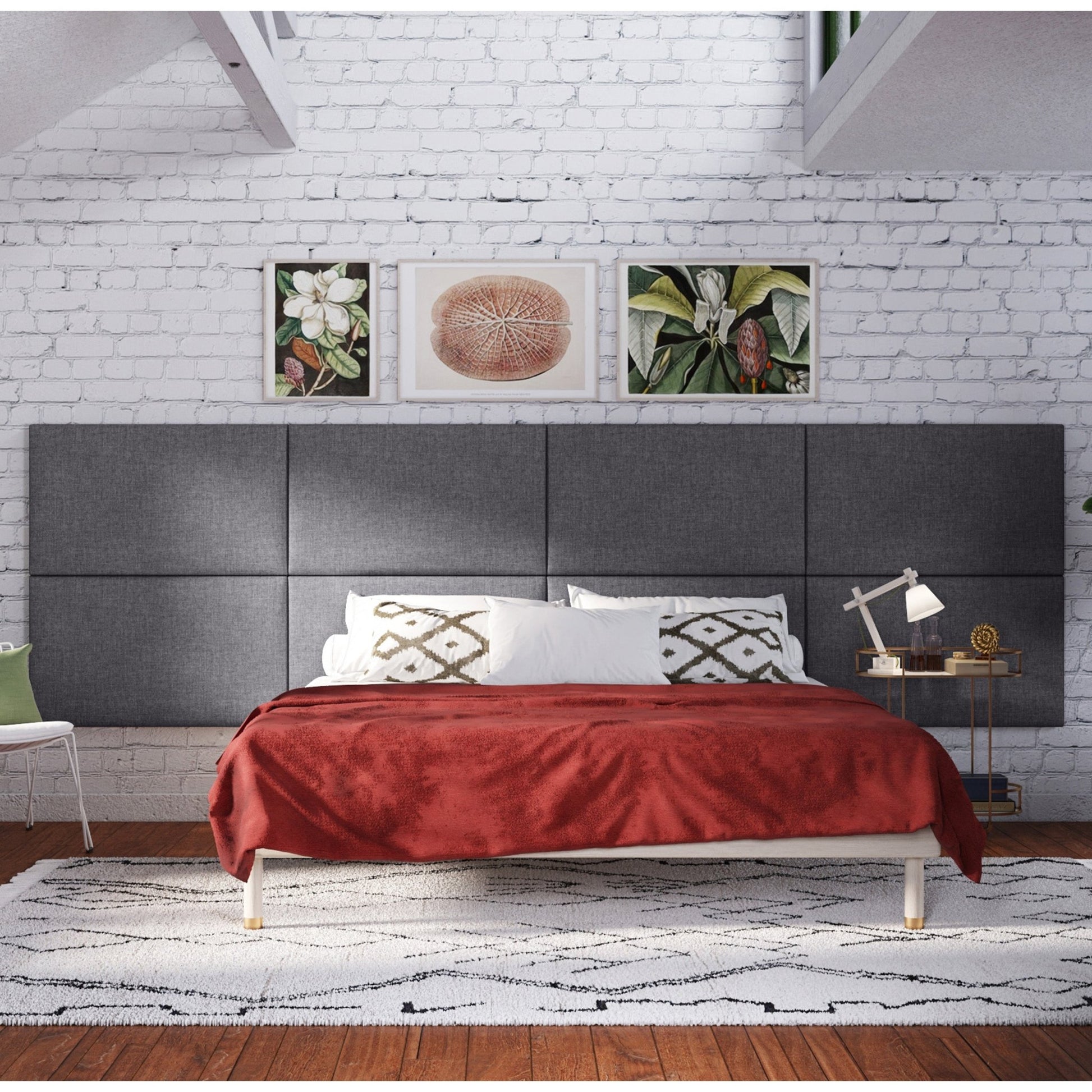 Jaxx Panelist Modern Padded Headboard - Set of 2 Wall Mounted Panels (Each 22.5"H x 38"W) - King Double Tall (19519) - SchoolOutlet