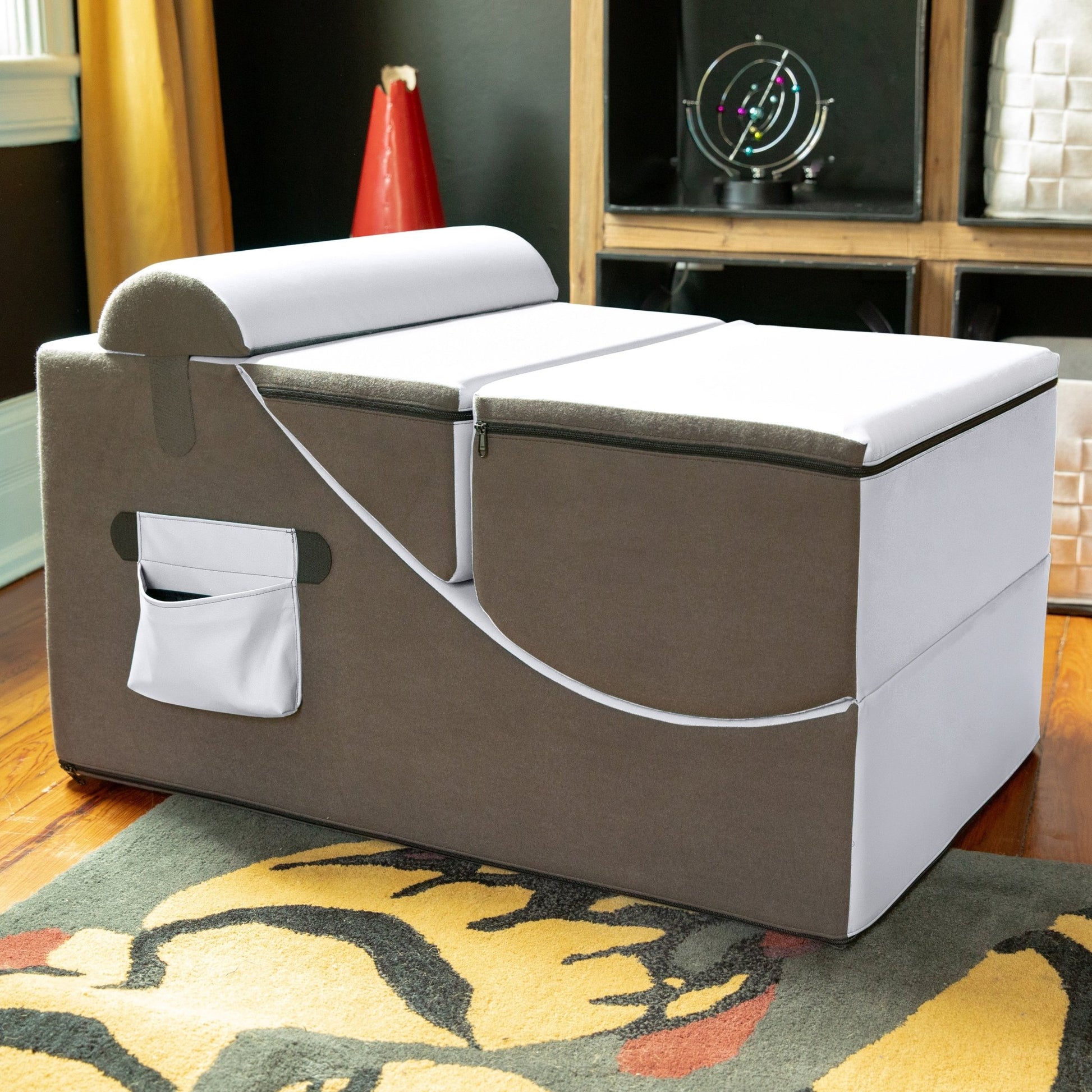 Jaxx Flexx V - Tex Convertible 3 in 1 Gamer Chair, Table, & Ottoman w/ Adjustable Headrest & Pocket (19540) - SchoolOutlet
