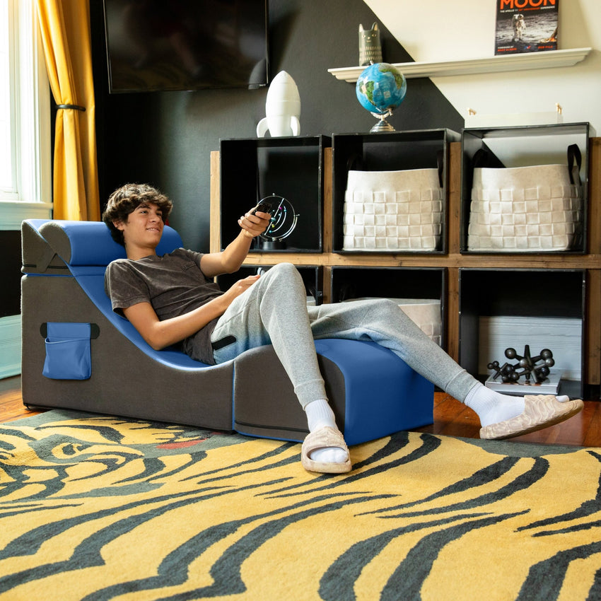 Jaxx Flexx V - Tex Convertible 3 in 1 Gamer Chair, Table, & Ottoman w/ Adjustable Headrest & Pocket (19540) - SchoolOutlet