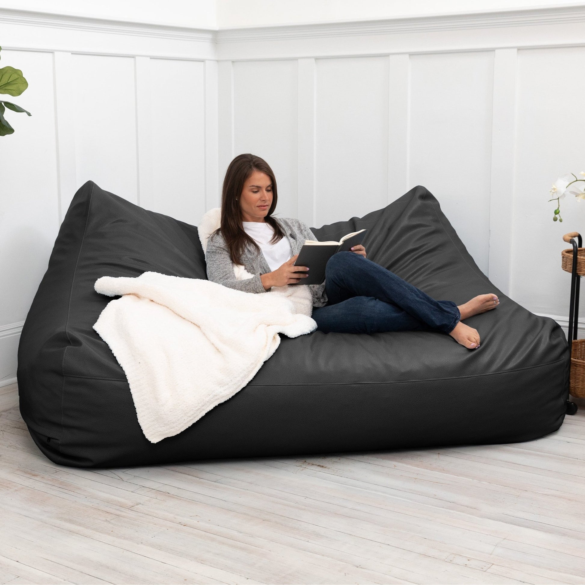 Jaxx Atrium Collection Lozia Loveseat - Large Foam Bean Bag Sofa for Home Theaters, Offices, Schools, Reception & Waiting Rooms (19632) - SchoolOutlet