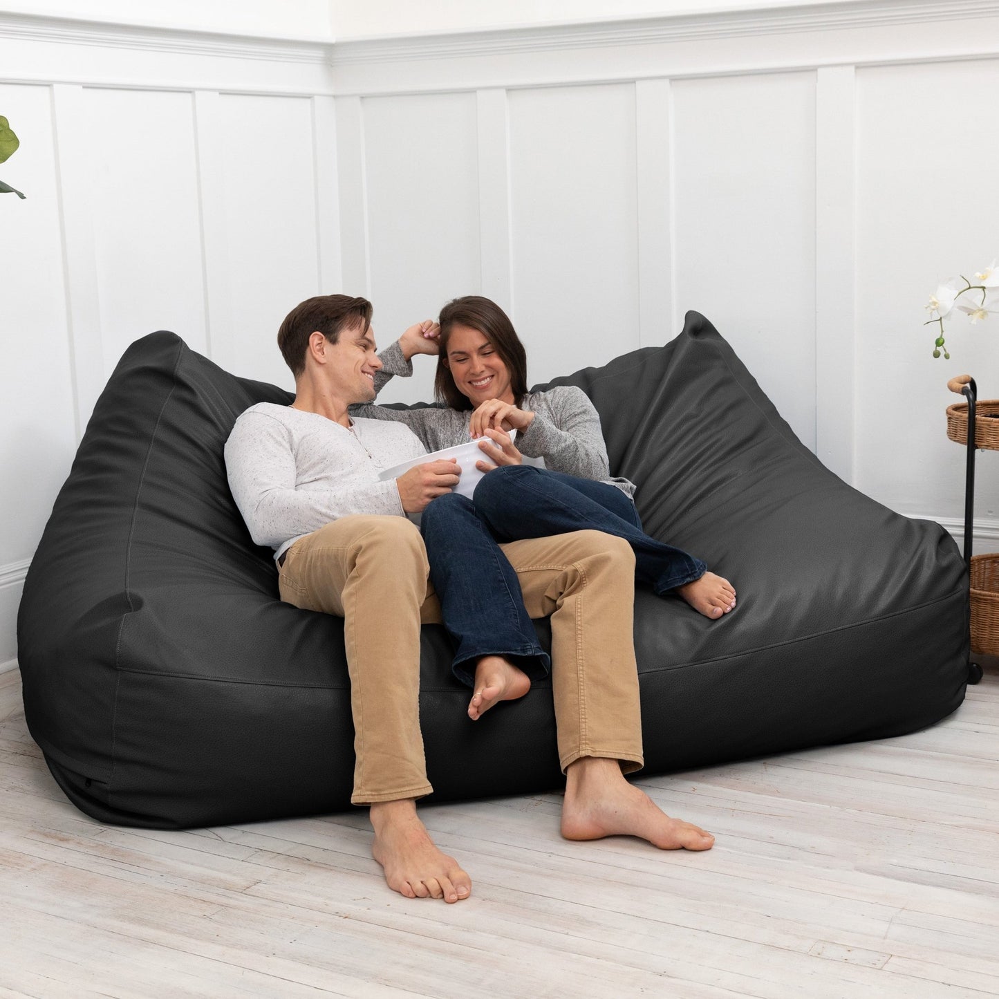 Jaxx Atrium Collection Lozia Loveseat - Large Foam Bean Bag Sofa for Home Theaters, Offices, Schools, Reception & Waiting Rooms (19632) - SchoolOutlet