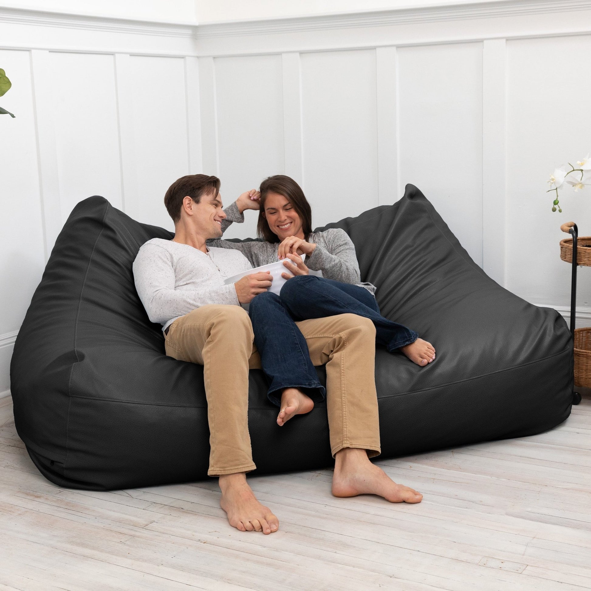 Jaxx Atrium Collection Lozia Loveseat - Large Foam Bean Bag Sofa for Home Theaters, Offices, Schools, Reception & Waiting Rooms (19632) - SchoolOutlet