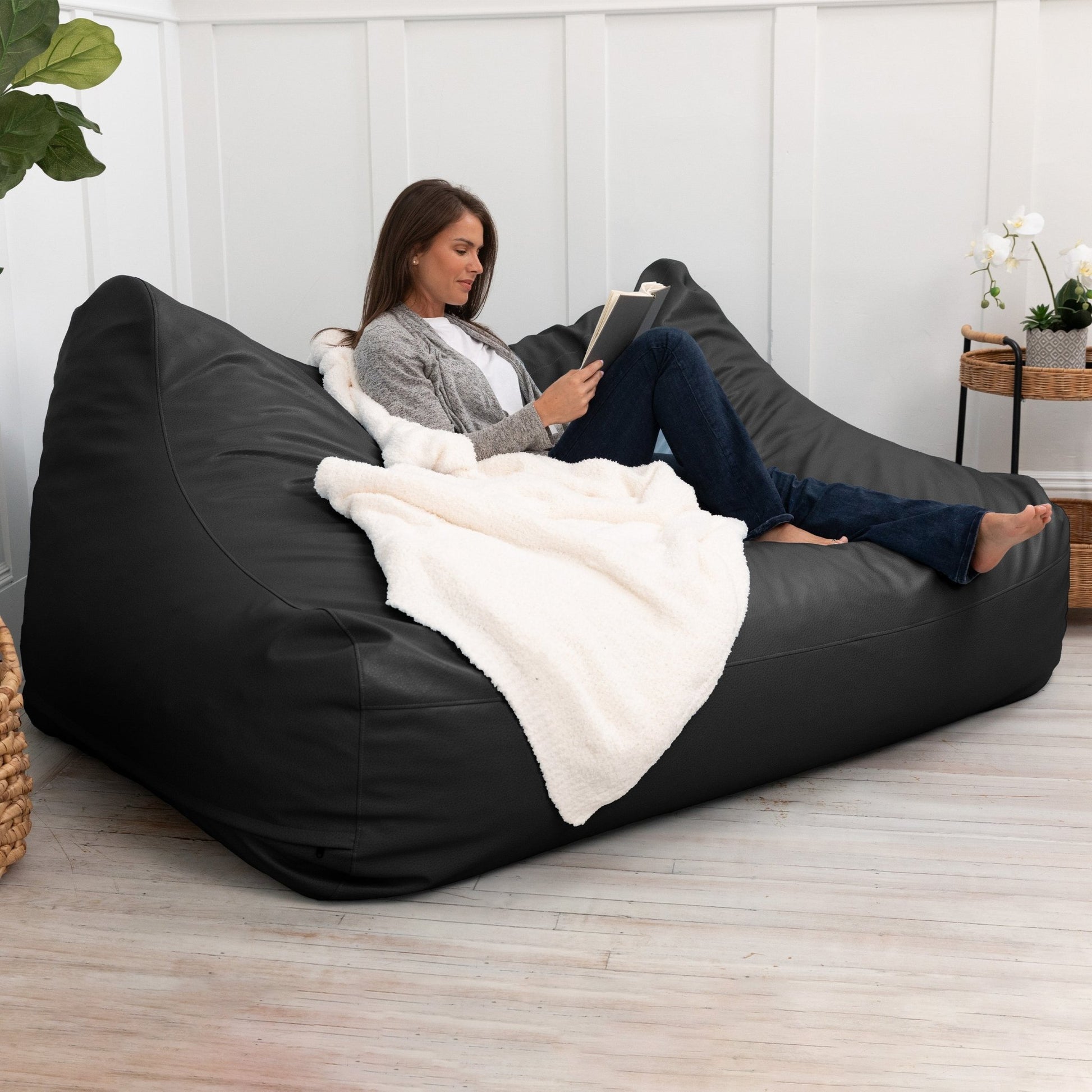 Jaxx Atrium Collection Lozia Loveseat - Large Foam Bean Bag Sofa for Home Theaters, Offices, Schools, Reception & Waiting Rooms (19632) - SchoolOutlet