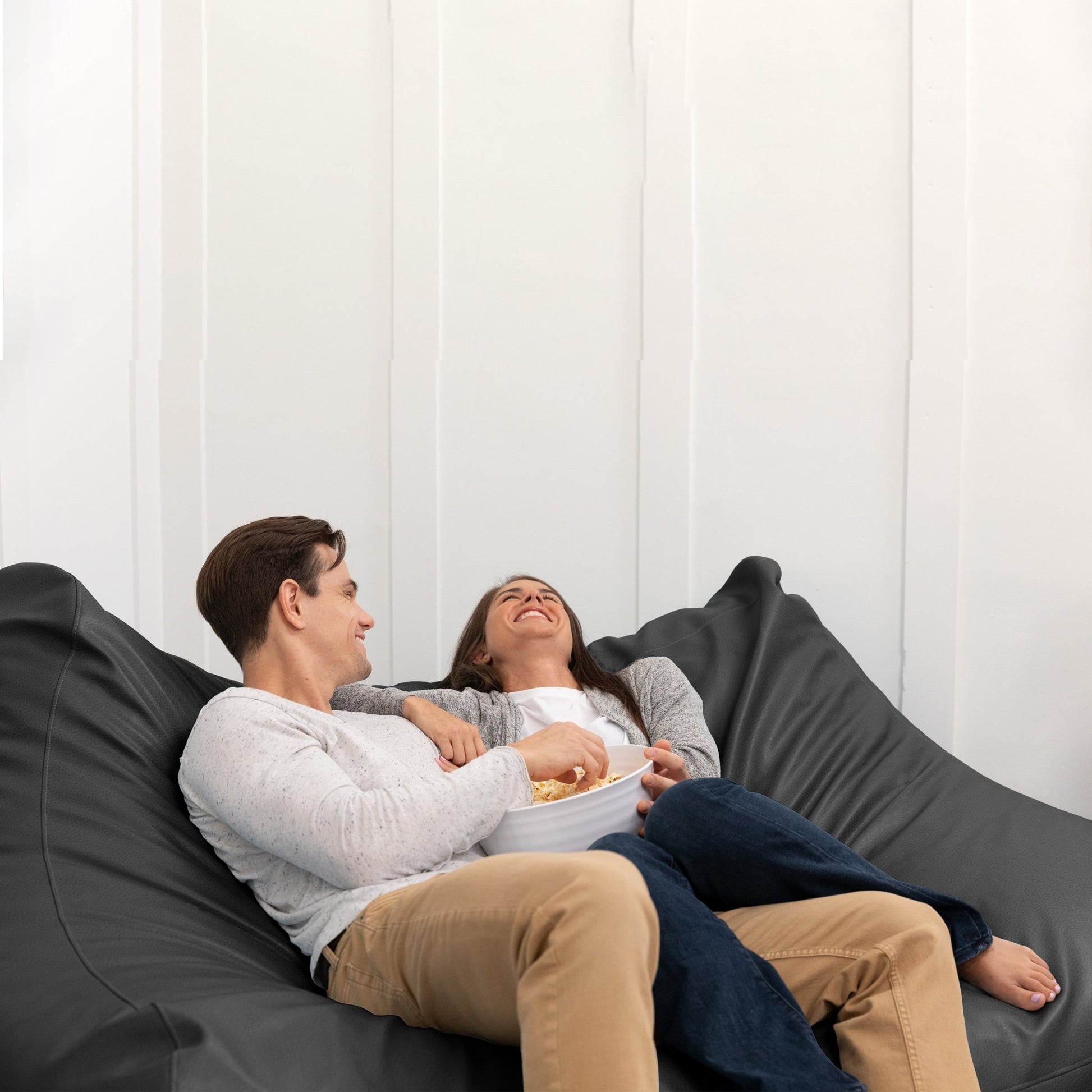 Jaxx Atrium Collection Lozia Loveseat - Large Foam Bean Bag Sofa for Home Theaters, Offices, Schools, Reception & Waiting Rooms (19632) - SchoolOutlet