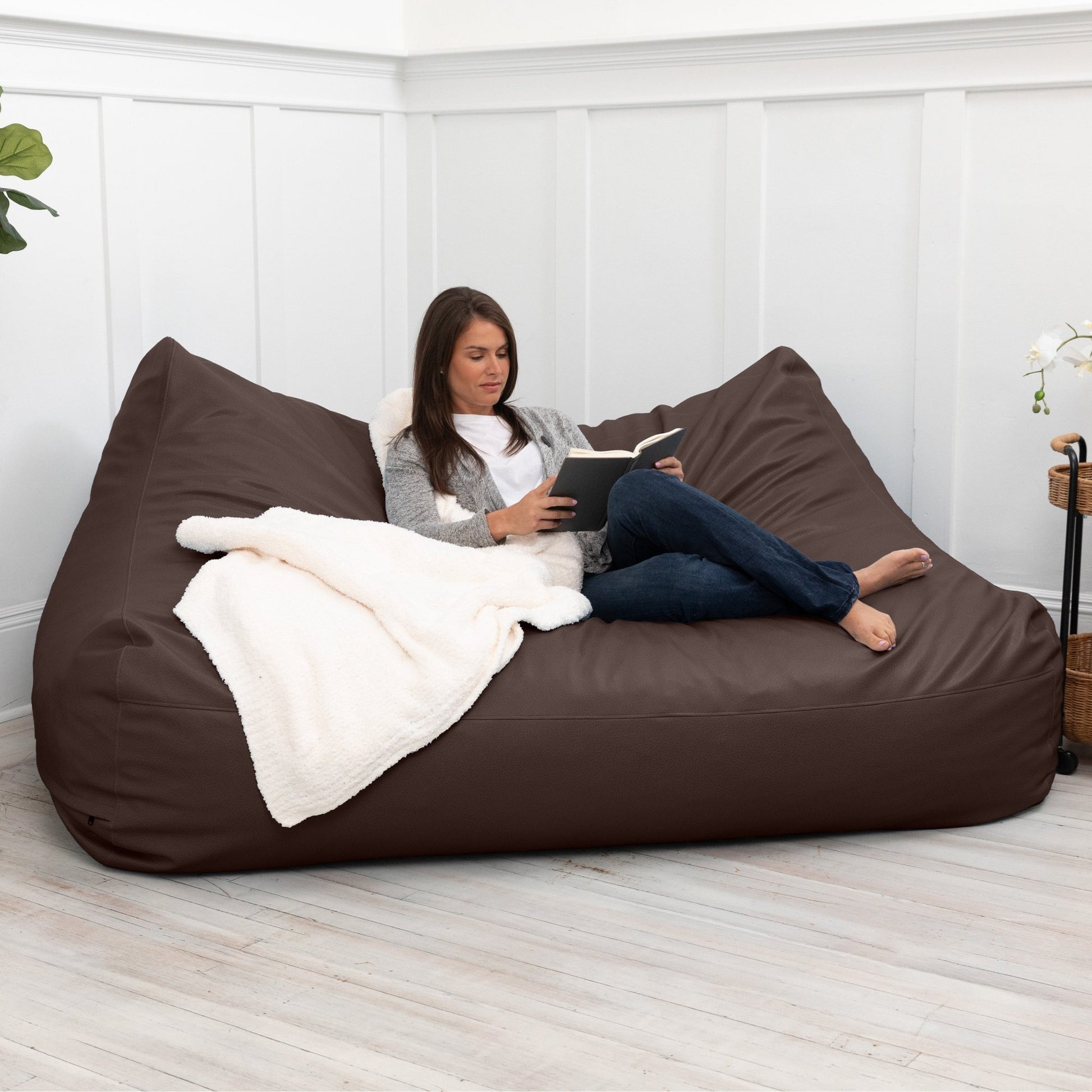 Jaxx Atrium Collection Lozia Loveseat - Large Foam Bean Bag Sofa for Home Theaters, Offices, Schools, Reception & Waiting Rooms (19632) - SchoolOutlet