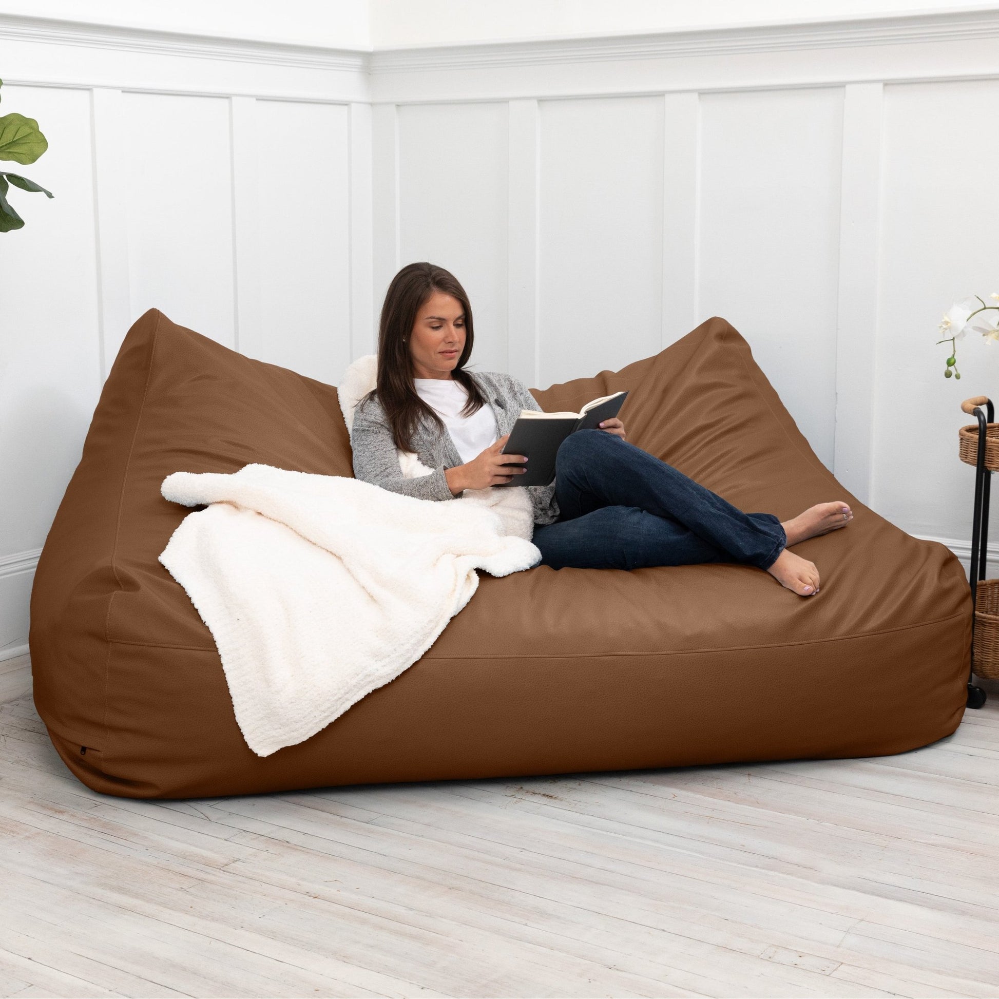 Jaxx Atrium Collection Lozia Loveseat - Large Foam Bean Bag Sofa for Home Theaters, Offices, Schools, Reception & Waiting Rooms (19632) - SchoolOutlet