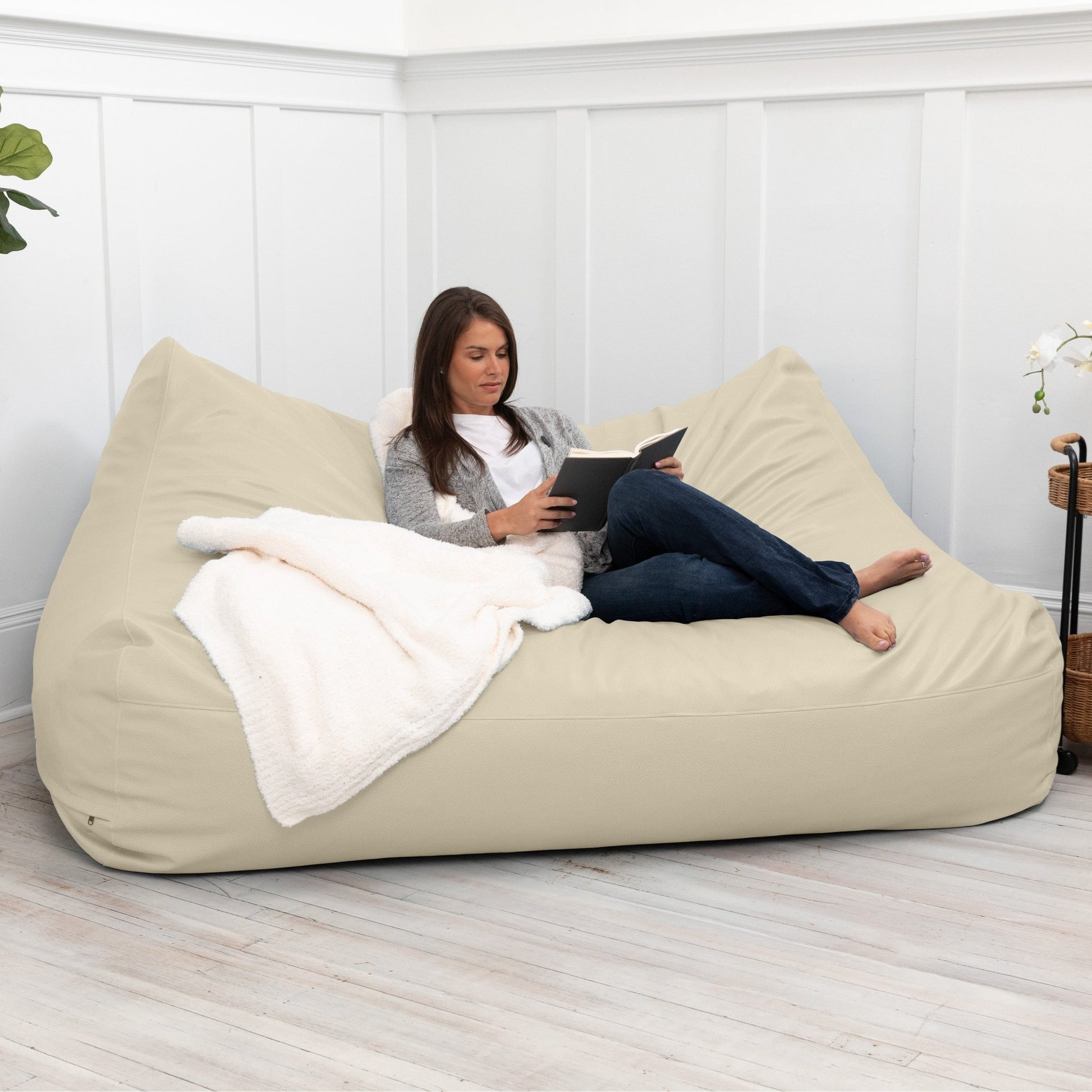 Jaxx Atrium Collection Lozia Loveseat - Large Foam Bean Bag Sofa for Home Theaters, Offices, Schools, Reception & Waiting Rooms (19632) - SchoolOutlet