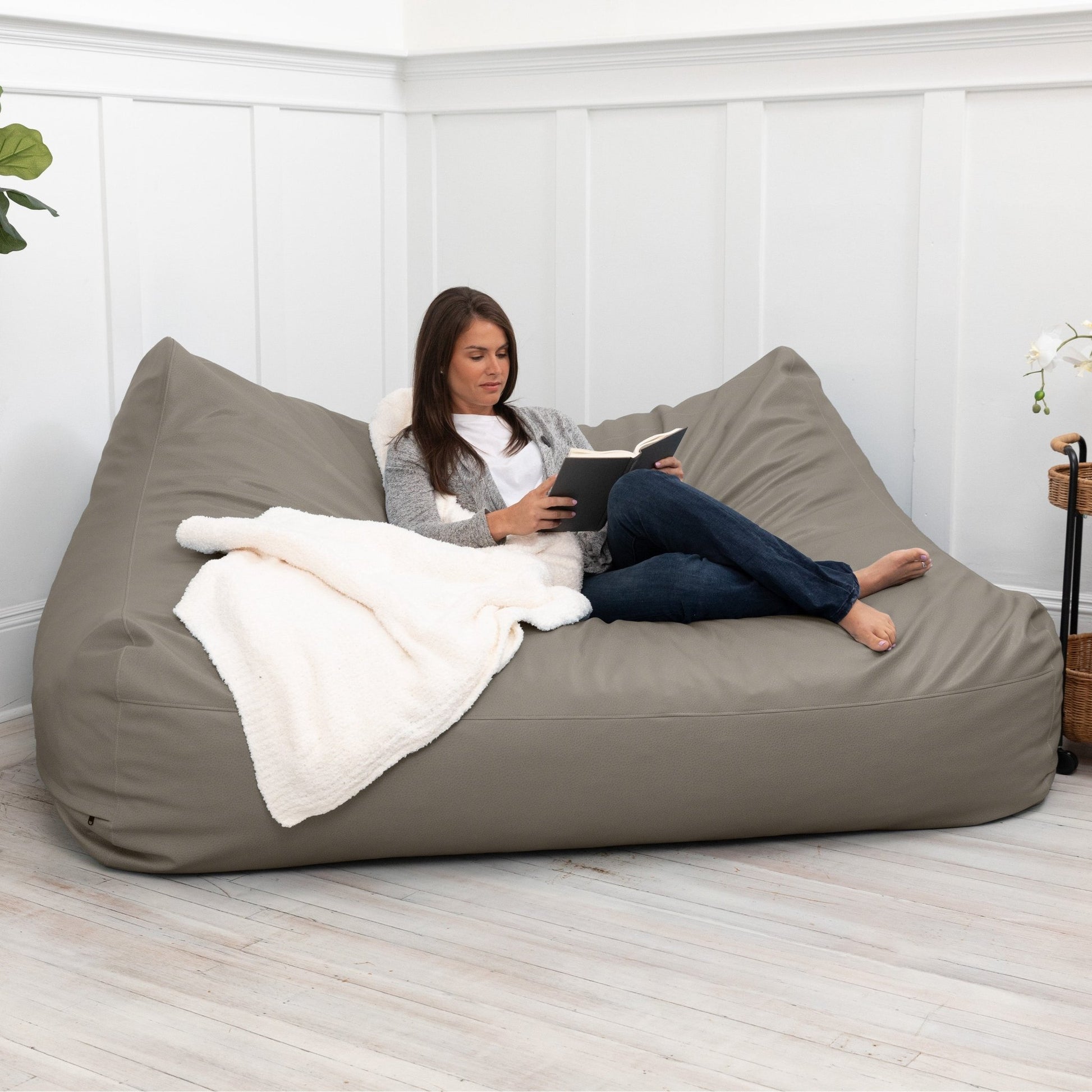 Jaxx Atrium Collection Lozia Loveseat - Large Foam Bean Bag Sofa for Home Theaters, Offices, Schools, Reception & Waiting Rooms (19632) - SchoolOutlet