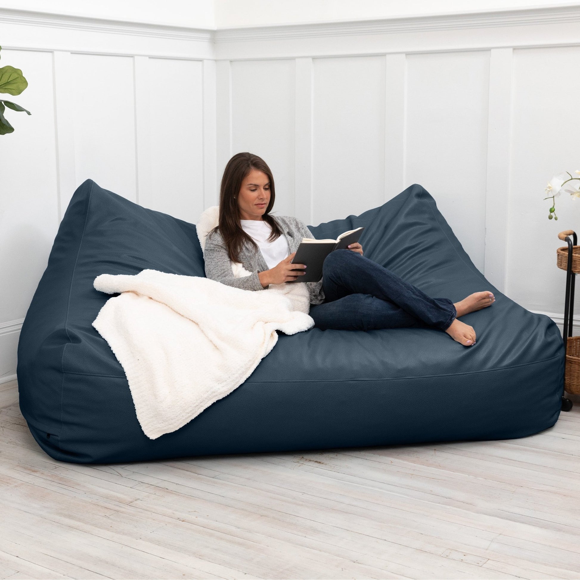 Jaxx Atrium Collection Lozia Loveseat - Large Foam Bean Bag Sofa for Home Theaters, Offices, Schools, Reception & Waiting Rooms (19632) - SchoolOutlet