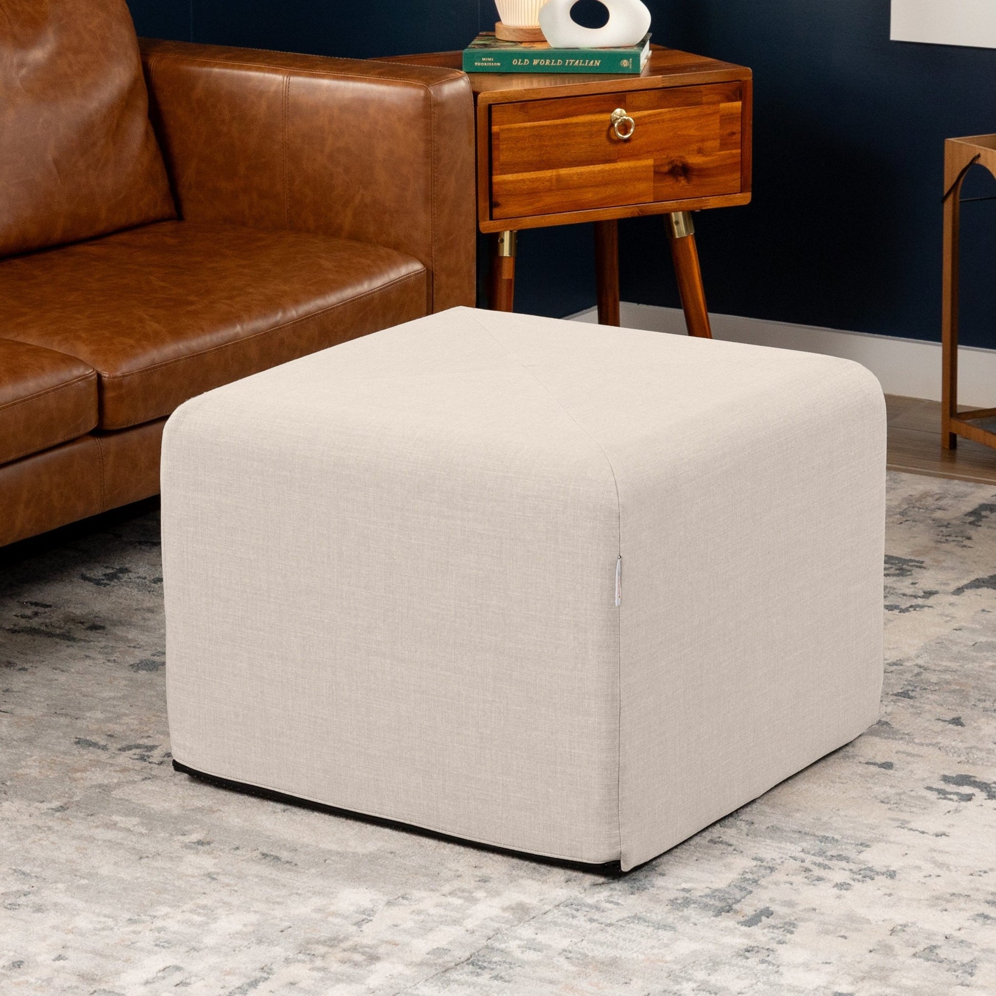 Jaxx Monroe Square Foam Ottoman with Stain Resistant Performance Fabric, Large (24 x 24 x 18) (19771) - SchoolOutlet