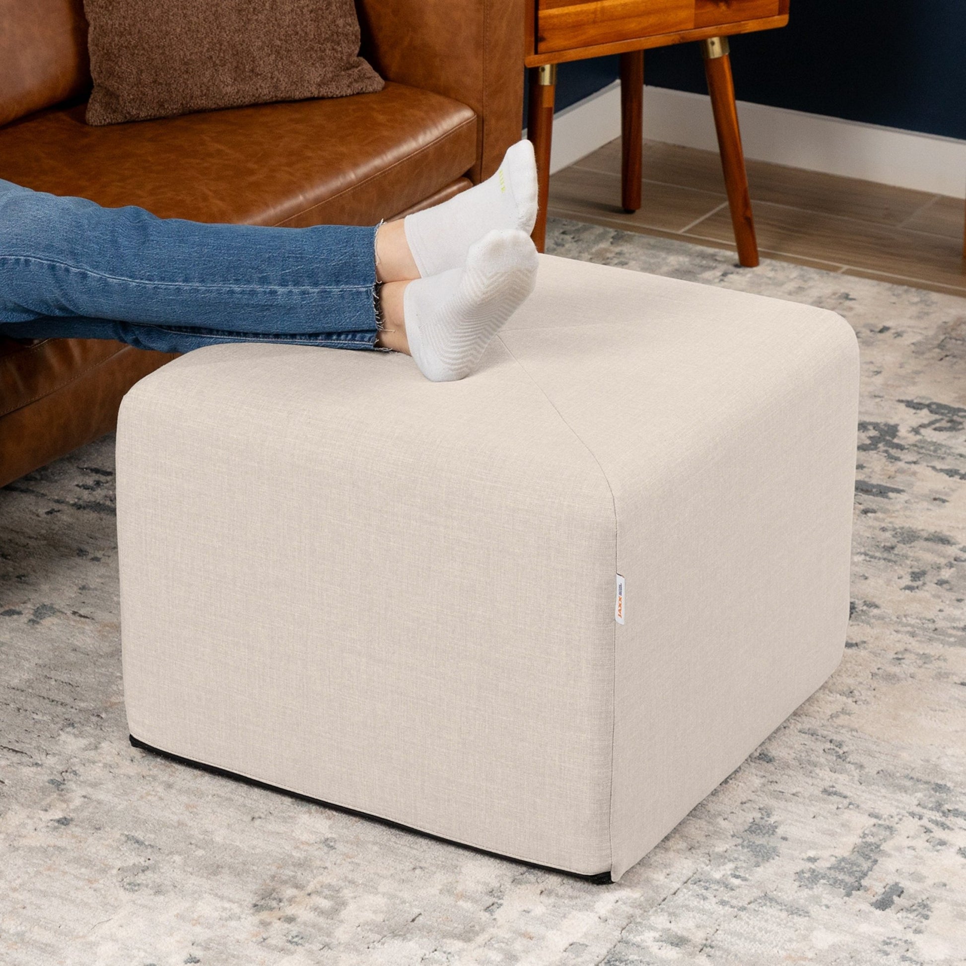 Jaxx Monroe Square Foam Ottoman with Stain Resistant Performance Fabric, Large (24 x 24 x 18) (19771) - SchoolOutlet