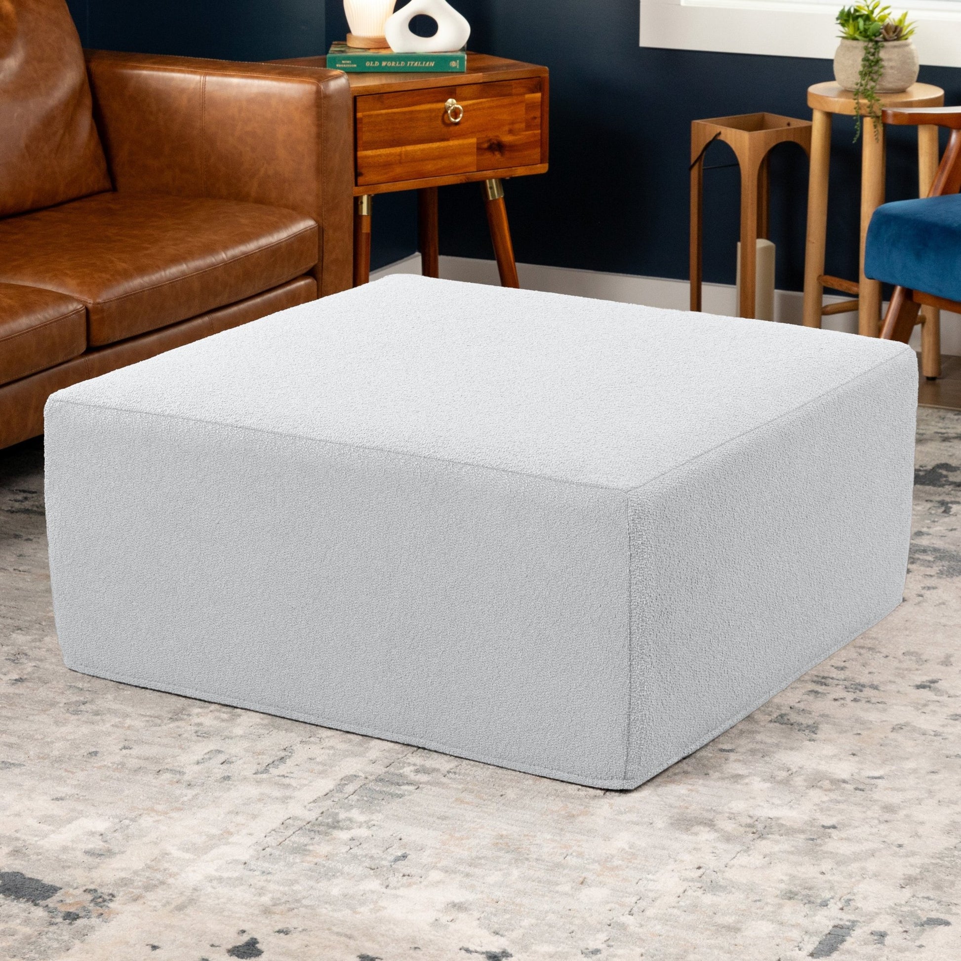 Jaxx Fairlie Couch Ottoman, Oversized Square Foam Coffee Table Ottoman - Premium Faux Leather(19789) - SchoolOutlet