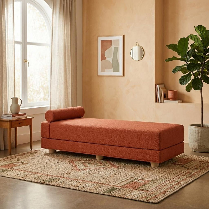 Jaxx Alon Daybed Premium Boucle Fold-Out Sleeper Chaise 30"W x 80"L x 18"H (JAX-20163) - SchoolOutlet