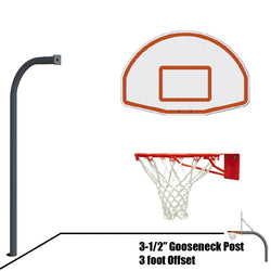Jaypro Outdoor Basketball System Gooseneck (3-1/2" Pole with 36" Offset)- Alumunum Fan, Black (455-FABT-SR-BK)
