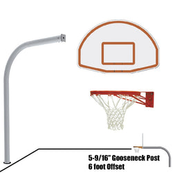 Jaypro Basketball System - Gooseneck (5-9/16" Pole with 6 ft. Offset) - 54" Aluminum Fan Backboard - Outdoor (656-FABT-XX)