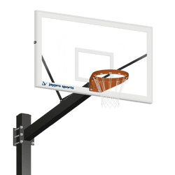 Jaypro Basketball System -Titan™ -(Powder Coated) Black (6" x 6" Pole with 6 ft. Offset) - 72" Glass Backboard, Surface Mount, Playground Goal (772-CV-UG)