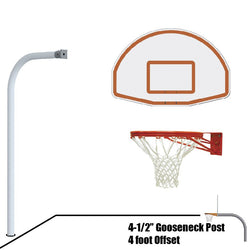 Jaypro Basketball System - Gooseneck (4-1/2" Pole with 4 ft. Offset) - 54" Aluminum Fan Board (996-FABT-XX)