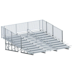 Jaypro Sports Bleacher - 10 Row - Double Foot Plank with Guard Rail & Aisle - 21' L ( BLCH-1021ASGR)