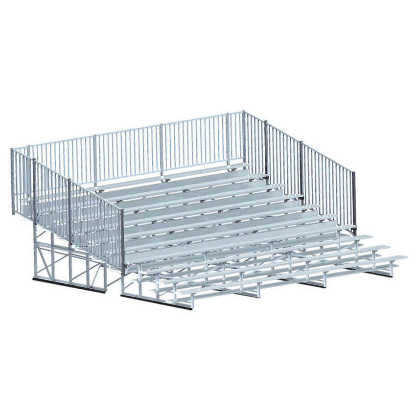 Jaypro Sports Bleacher - 10 Row - Single Foot Plank with Guard Rail - 21' L ( BLCH - 1021GR) - SchoolOutlet