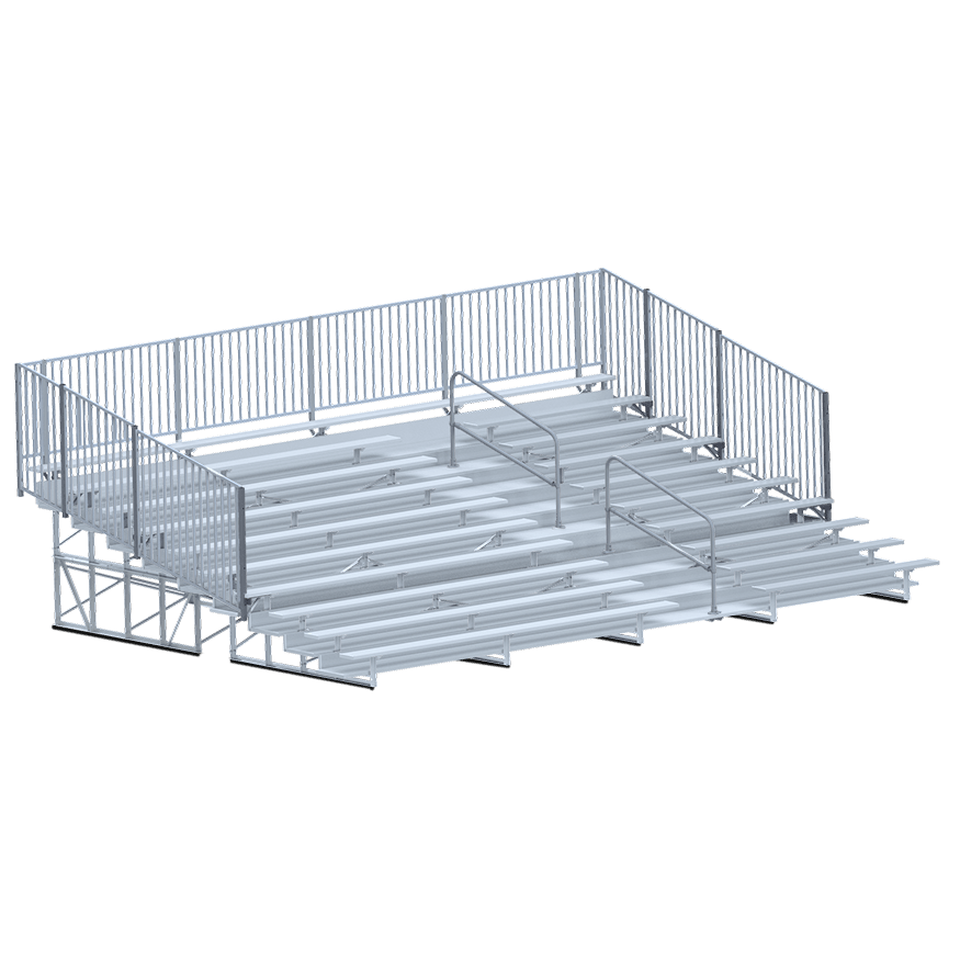 Jaypro Sports Bleacher - 10 Row - Double Foot Plank with Aisle & Guardrail - 27' L ( BLCH - 1027ASGR) - SchoolOutlet