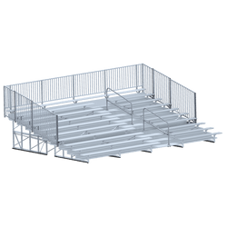 Jaypro Sports Bleacher - 10 Row - Double Foot Plank with Aisle & Guardrail - 27' L ( BLCH-1027ASGR)
