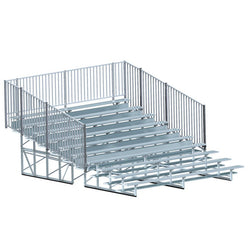 Jaypro Sports Bleacher - 10 Row - Single Foot Plank with Guard Rail - 15' L ( BLCH-10GR)