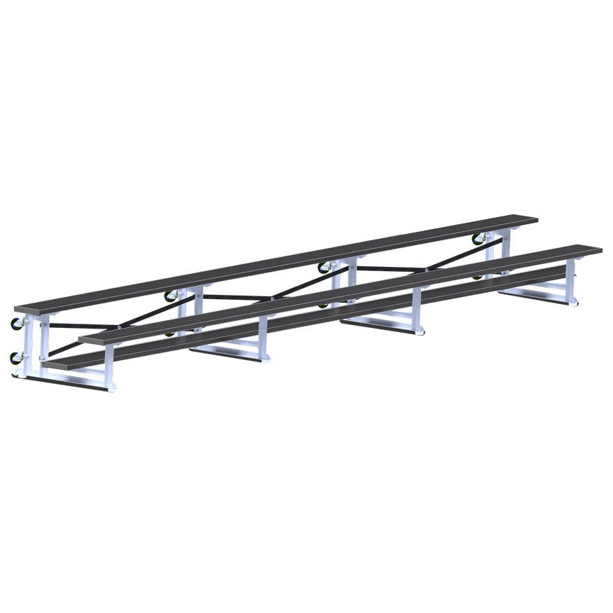 Jaypro Sports Bleacher - 2 Row - Tip & Roll, Single Foot Plank - 21' L, Powder Coated ( BLCH - 221TRGPC) - SchoolOutlet