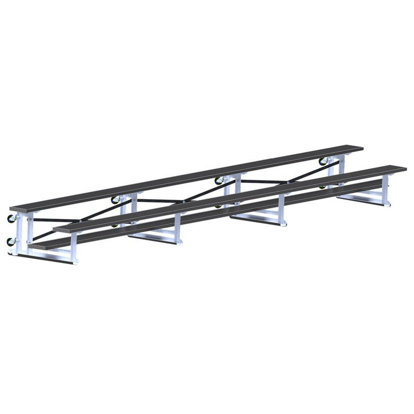 Jaypro Sports Bleacher - 2 Row - Tip & Roll, Single Foot Plank - 21' L, Powder Coated ( BLCH - 221TRGPC) - SchoolOutlet