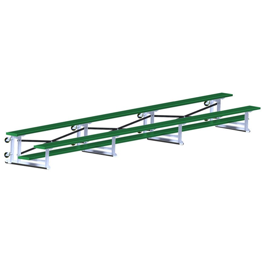 Jaypro Sports Bleacher - 2 Row - Tip & Roll, Single Foot Plank - 21' L, Powder Coated ( BLCH - 221TRGPC) - SchoolOutlet