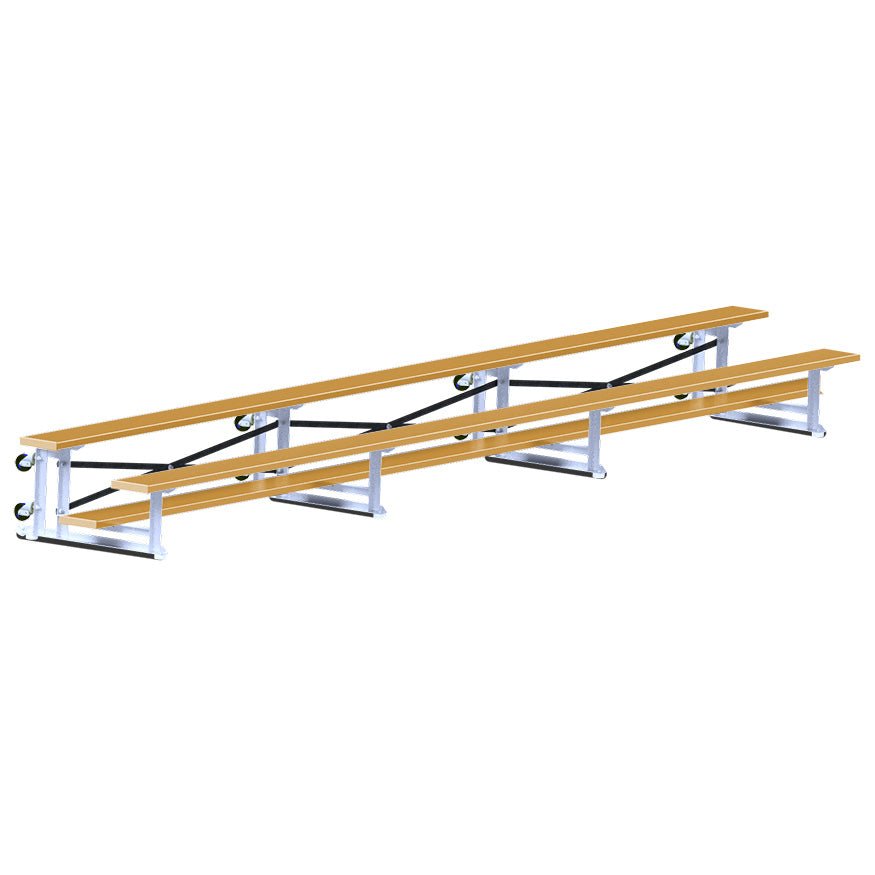 Jaypro Sports Bleacher - 2 Row - Tip & Roll, Single Foot Plank - 21' L, Powder Coated ( BLCH - 221TRGPC) - SchoolOutlet