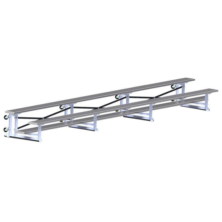 Jaypro Sports Bleacher - 2 Row - Tip & Roll, Single Foot Plank - 21' L, Powder Coated ( BLCH - 221TRGPC) - SchoolOutlet