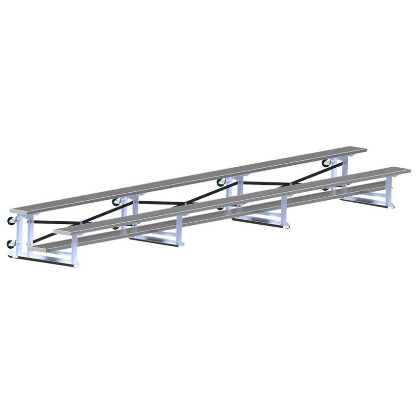 Jaypro Sports Bleacher - 2 Row - Tip & Roll, Single Foot Plank - 21' L, Powder Coated ( BLCH - 221TRGPC) - SchoolOutlet