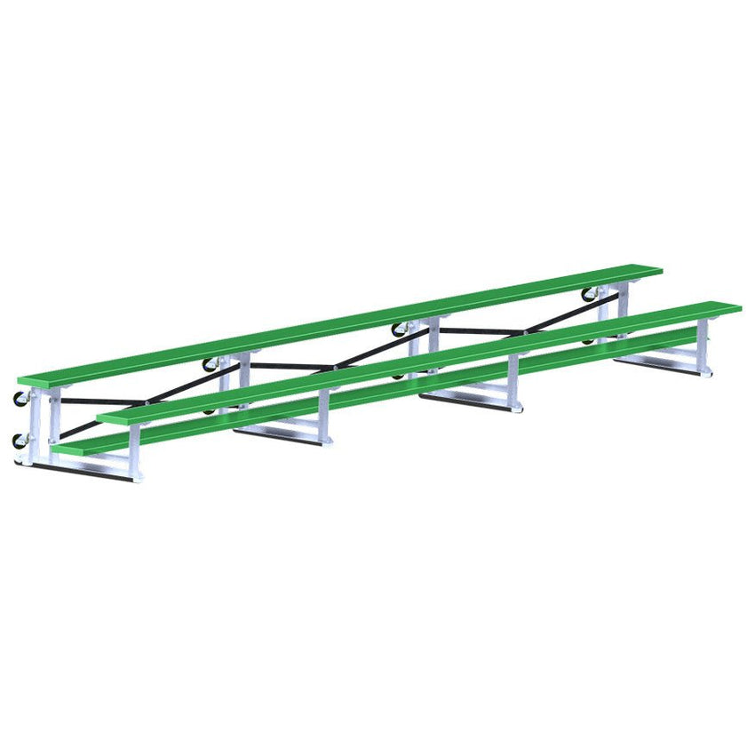 Jaypro Sports Bleacher - 2 Row - Tip & Roll, Single Foot Plank - 21' L, Powder Coated ( BLCH - 221TRGPC) - SchoolOutlet