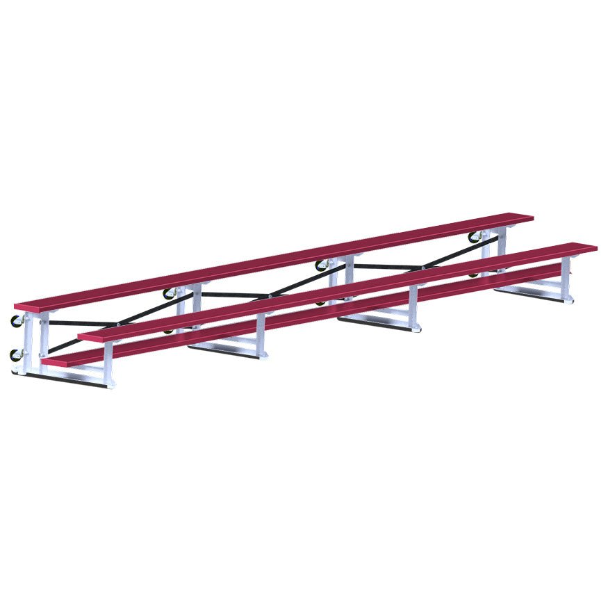 Jaypro Sports Bleacher - 2 Row - Tip & Roll, Single Foot Plank - 21' L, Powder Coated ( BLCH - 221TRGPC) - SchoolOutlet