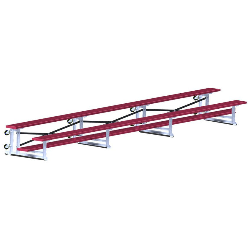 Jaypro Sports Bleacher - 2 Row - Tip & Roll, Single Foot Plank - 21' L, Powder Coated ( BLCH - 221TRGPC) - SchoolOutlet