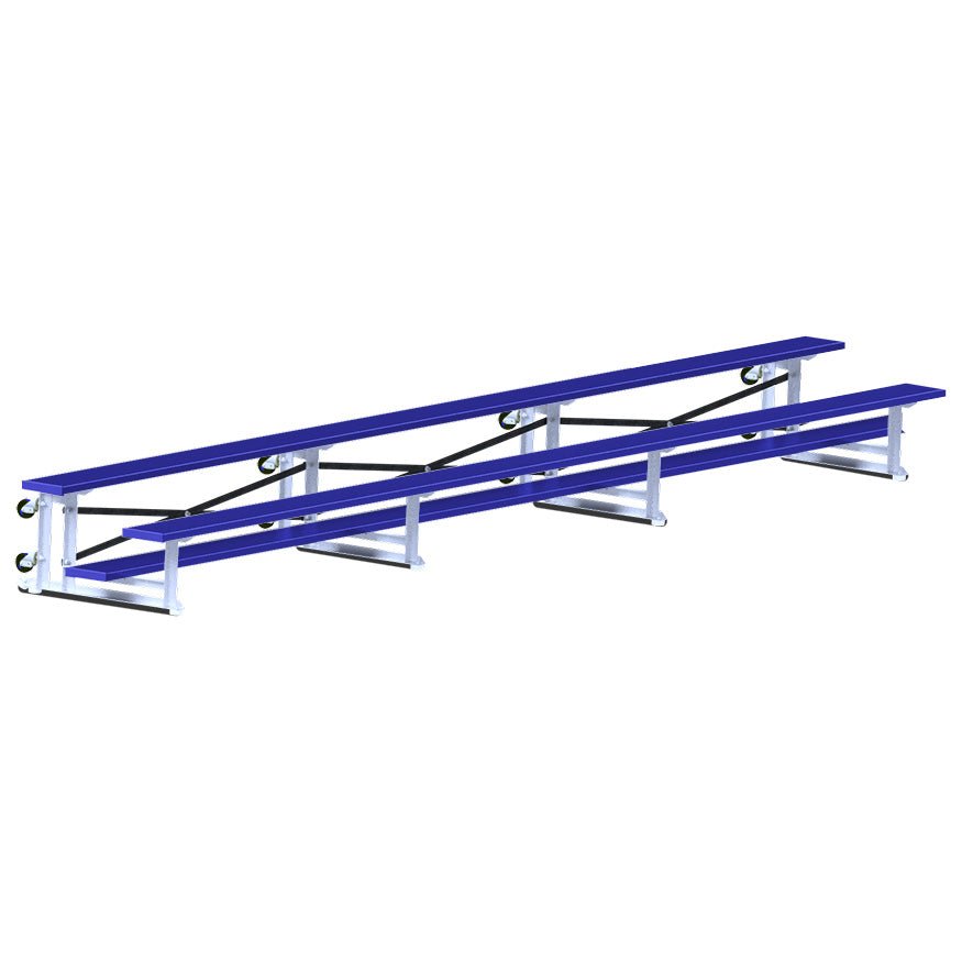 Jaypro Sports Bleacher - 2 Row - Tip & Roll, Single Foot Plank - 21' L, Powder Coated ( BLCH - 221TRGPC) - SchoolOutlet