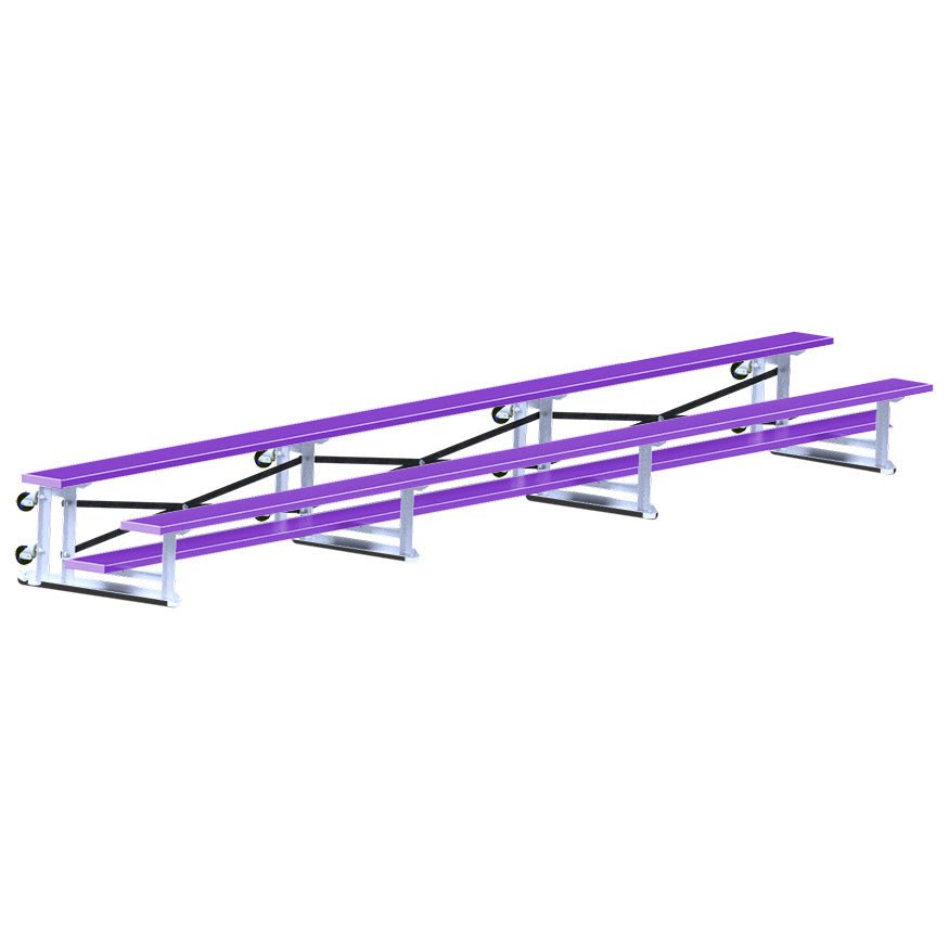 Jaypro Sports Bleacher - 2 Row - Tip & Roll, Single Foot Plank - 21' L, Powder Coated ( BLCH - 221TRGPC) - SchoolOutlet
