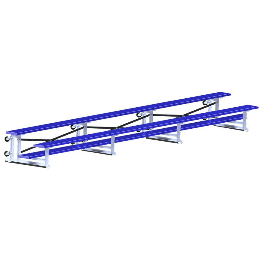Jaypro Sports Bleacher - 2 Row - Tip & Roll, Single Foot Plank - 21' L, Powder Coated ( BLCH - 221TRGPC) - SchoolOutlet