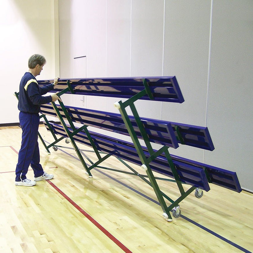 Jaypro Sports Bleacher - 2 Row - Tip & Roll, Single Foot Plank - 27' L ( BLCH - 227TRG) - SchoolOutlet