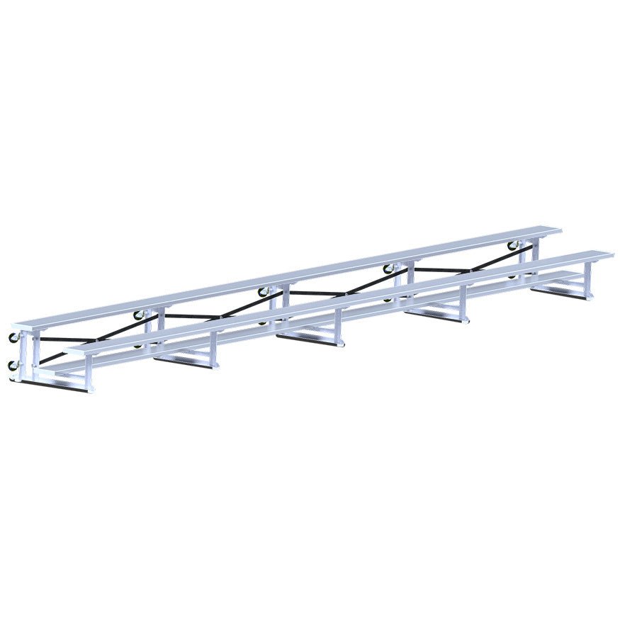 Jaypro Sports Bleacher - 2 Row - Tip & Roll, Single Foot Plank - 27' L ( BLCH - 227TRG) - SchoolOutlet