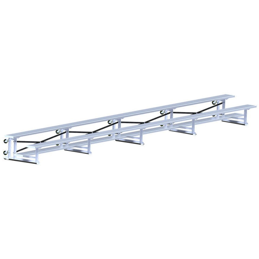 Jaypro Sports Bleacher - 2 Row - Tip & Roll, Single Foot Plank - 27' L ( BLCH - 227TRG) - SchoolOutlet