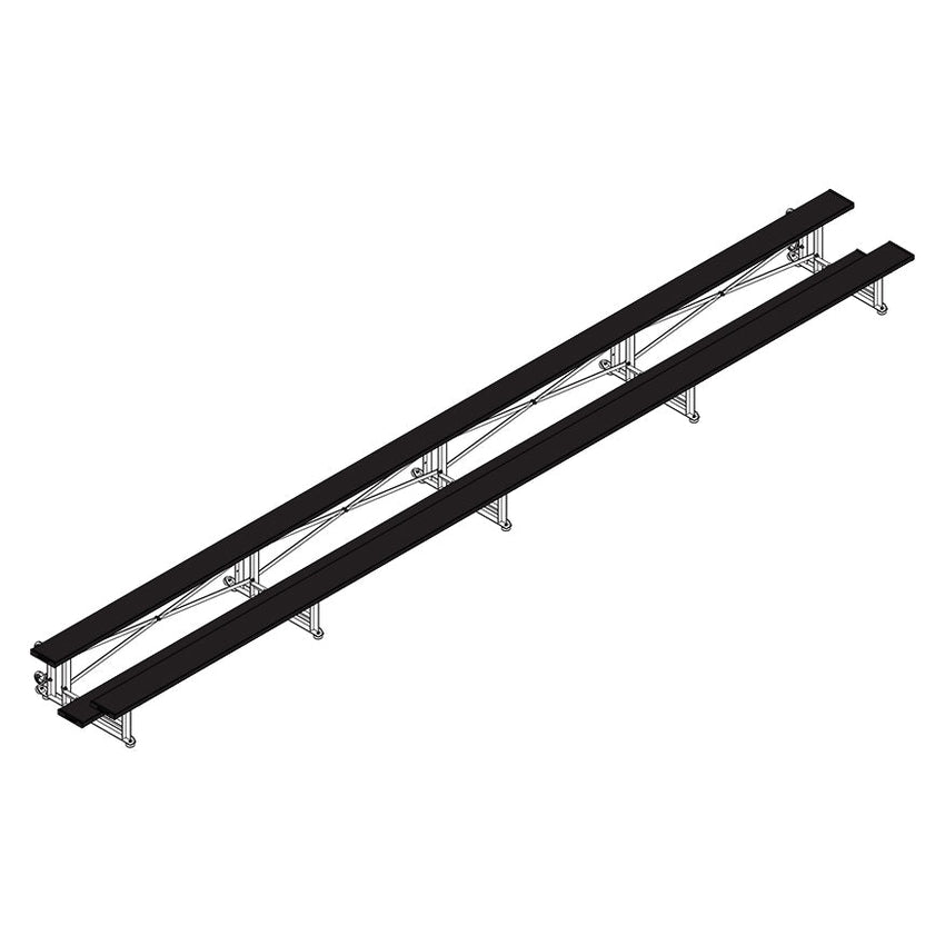 Jaypro Sports Bleacher - 2 Row - Tip & Roll, Single Foot Plank - 27' L, Powder Coated ( BLCH - 227TRGPC) - SchoolOutlet