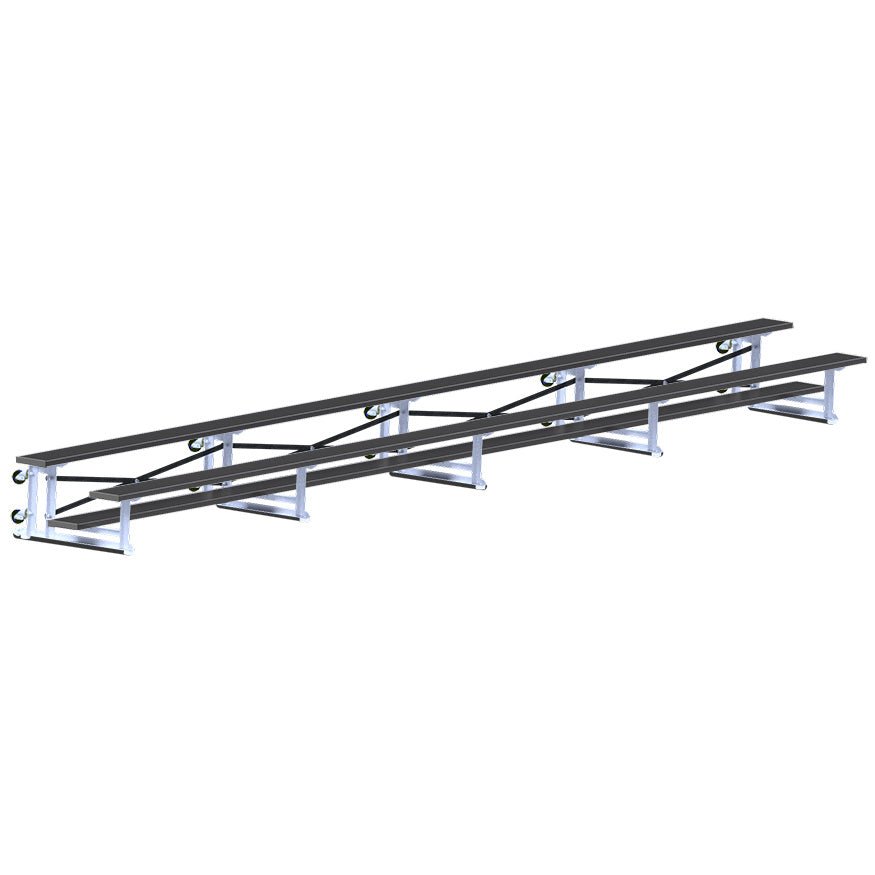 Jaypro Sports Bleacher - 2 Row - Tip & Roll, Single Foot Plank - 27' L, Powder Coated ( BLCH - 227TRGPC) - SchoolOutlet