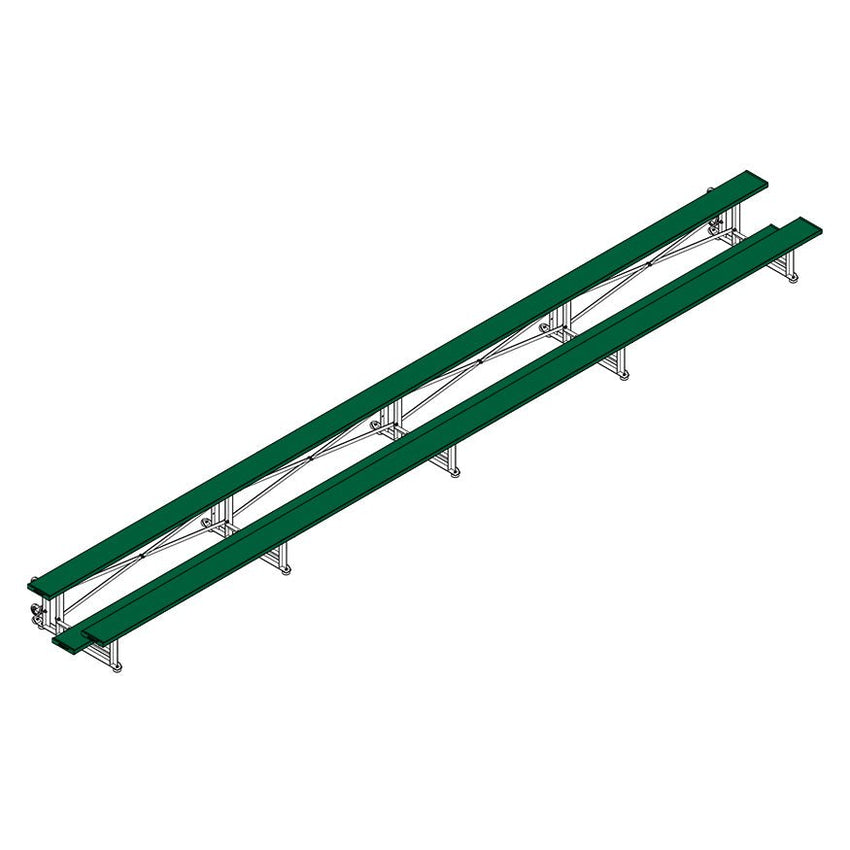 Jaypro Sports Bleacher - 2 Row - Tip & Roll, Single Foot Plank - 27' L, Powder Coated ( BLCH - 227TRGPC) - SchoolOutlet