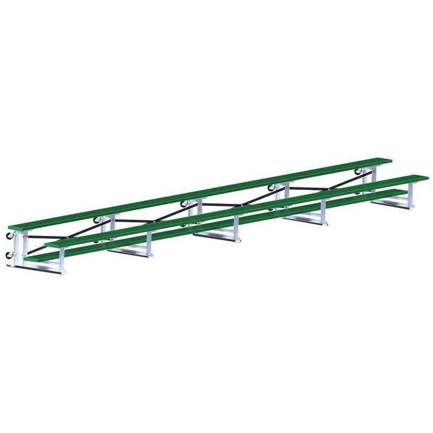 Jaypro Sports Bleacher - 2 Row - Tip & Roll, Single Foot Plank - 27' L, Powder Coated ( BLCH - 227TRGPC) - SchoolOutlet